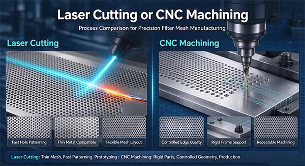 laser cutting or CNC machining for filter mesh