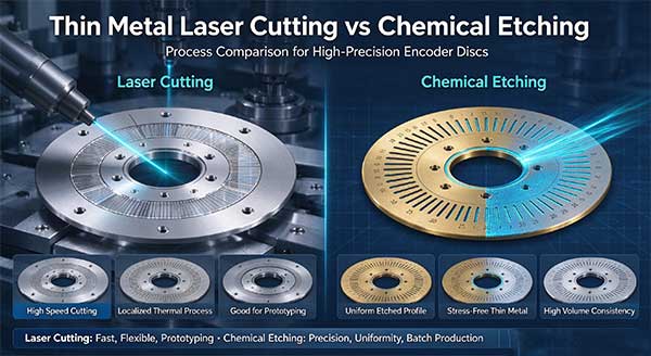 thin metal laser cutting vs chemical etching for encoder disc